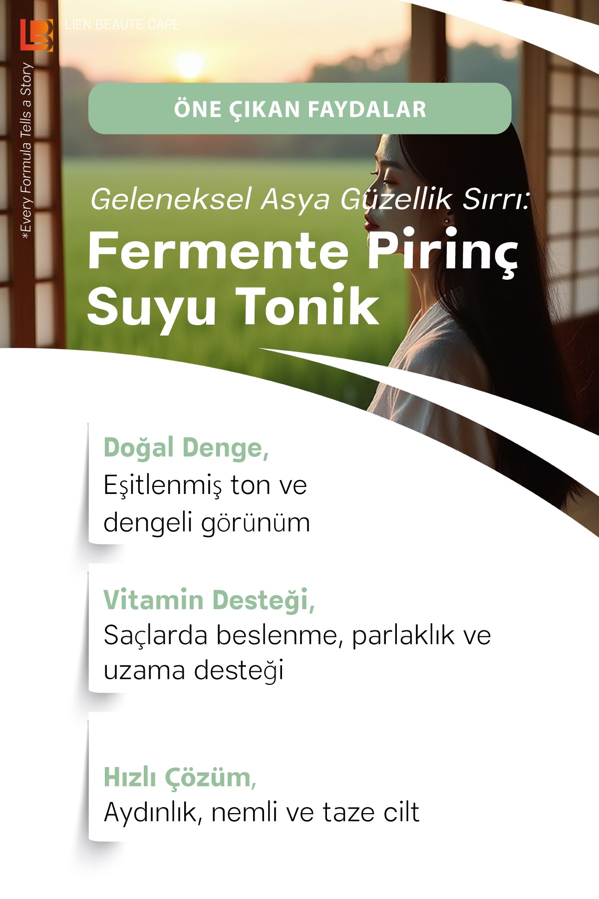 LIEN BEAUTE™ SAÇ TONİĞİ FERMENTE PİRİNÇ ÖZLÜ